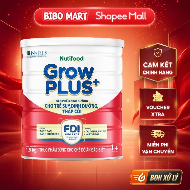 [MALL] Sữa GrowPLUS+ đỏ 1,5Kg hỗ trợ tăng cân (1Y+) - BM001.5