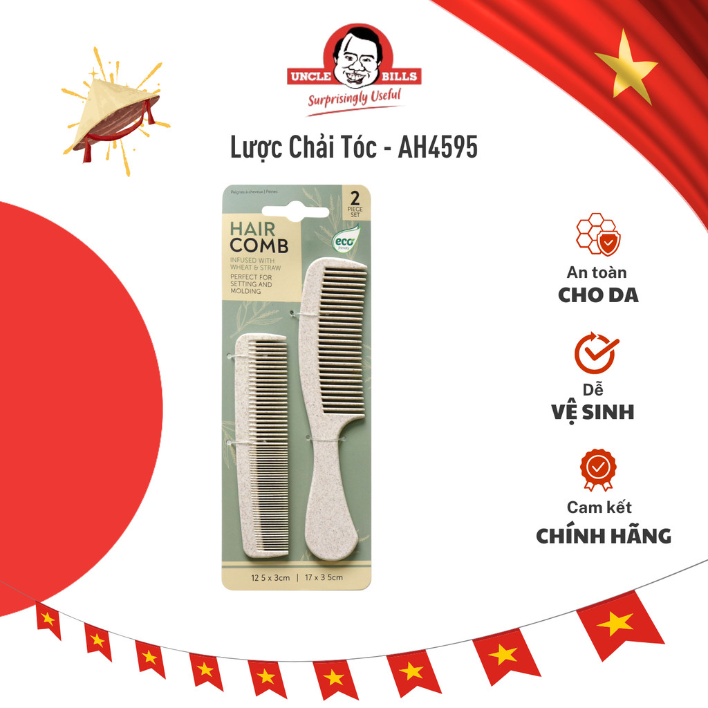 Lược Chải Tóc Sợi Lúa Mì 2 Cái UNCLE BILLS AH4595