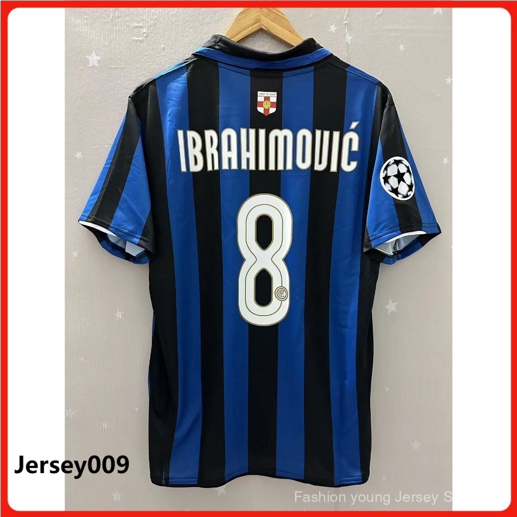 07 08 Inter Milan IBRAHIMOVIC FIGO ADRIANO Áo bóng đá cổ điển hay nhất Áo thun sân nhà Tùy chỉnh bởi