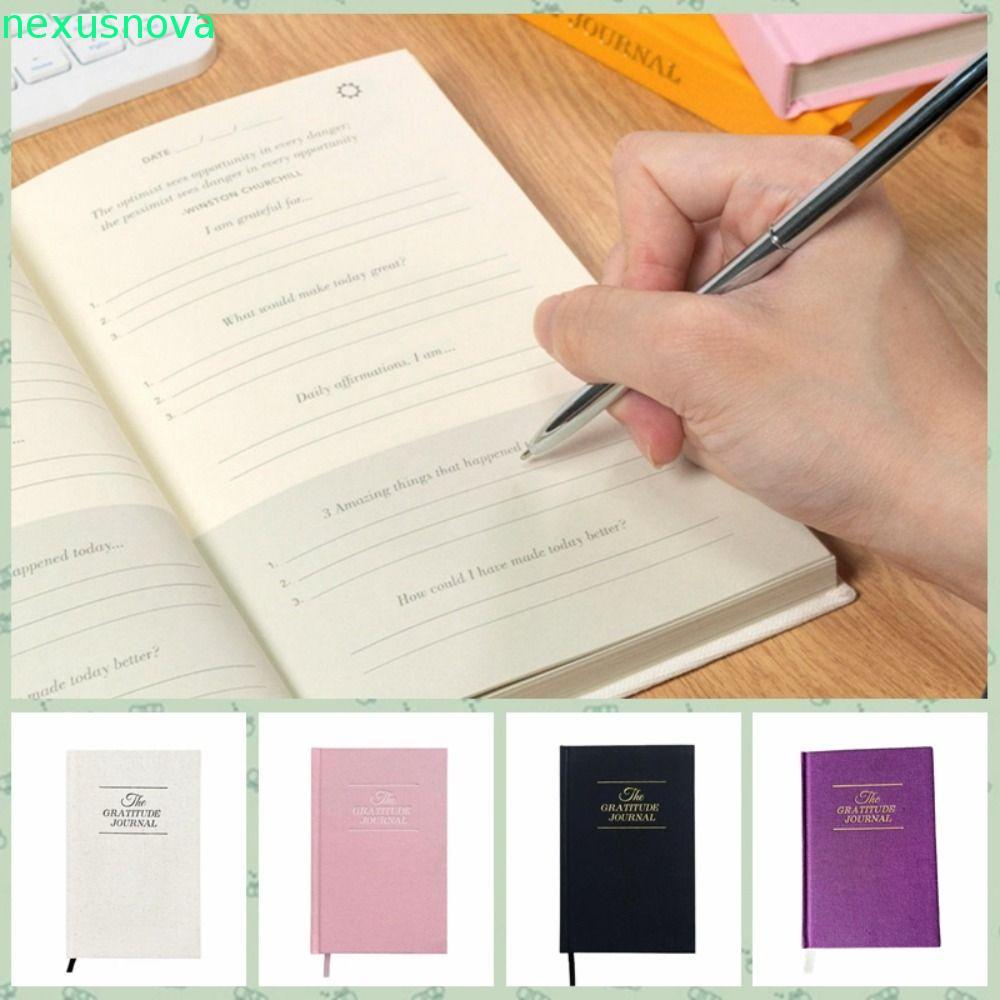 NEXUSNOVA Gratitude Journal Notebook, Linen Hard Cover A5 Paper Daily Notebook, Văn phòng phẩm Ribbo