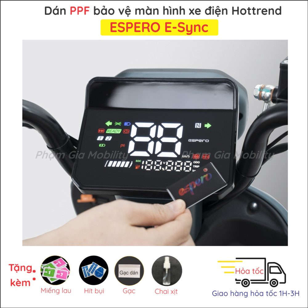 Miếng dán màn hình đồng hồ xe máy điện Detech ESPERO E-Sync E Sync  PPF trong, nhám cao cấp chống tr