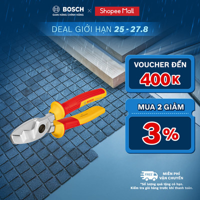 Kềm Cắt Cáp Cách Điện VDE 200mm Bosch – Cắt Lớn, An Toàn 1000V