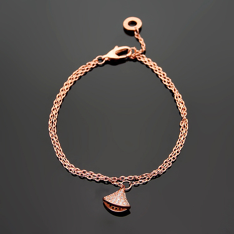 U6YJ Titanium bracelet, double-layer skirt, steel letters, ladies' b Full of diamonds fan-shaped bra