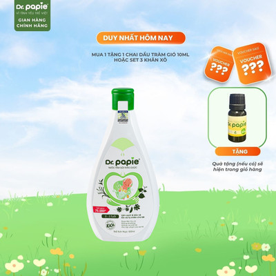 [500ml] Nước Tắm Gội 2 IN 1 Thảo Dược Shan Tuyết Làm Mát Da Giảm Mẩn Đỏ Dr.Papie dành cho bé sơ sinh