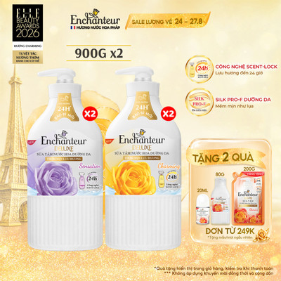 [CẢI TIẾN MỚI] Combo 2 sữa tắm nước hoa dưỡng da Enchanteur gợi cảm mịn màng 900g
