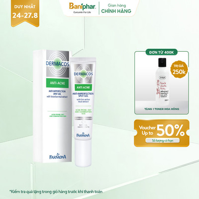 Gel Chấm Mụn Farmona Dermacos Anti-Acne Giúp Giảm Viêm, Khô Mụn Nhanh 15ml