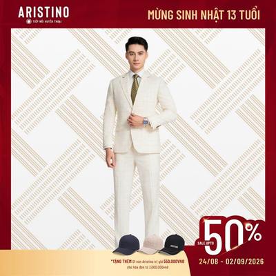 Bộ Suit Nam Aristino Premio tone màu be thanh lịch kết hợp họa tiết kẻ ô trẻ trung - ASUM020Z