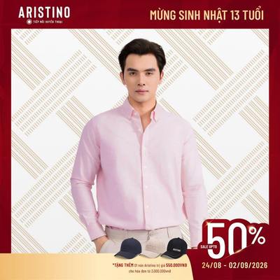 Áo Sơ Mi Nam Dài Tay Màu Hồng Aristino Brezza Chất Cotton Oxford Thấm Hút Mồ Hôi Tốt ALSU050S0