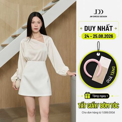 Áo Kiểu Lệch Tay Xếp Ly, Vắt Vai 2T53.2511 Tay Dài Phồng Nhẹ Bo Chun Cổ Tay, Áo Dáng Suông Phong Cách Thanh Lịch By JM