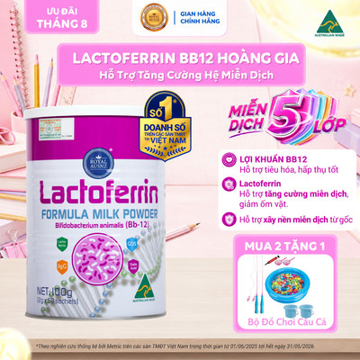 DEAL - Lactoferrin Hoàng Gia ROYAL AUSNZ Lactoferrin Hồng BB12, Hỗ Trợ Tăng Đề Kháng, Miễn Dịch Cho Bé Hộp 100g