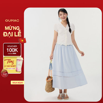 Chân Váy Nữ Gmorning - GUMAC Form A Xòe Lưng Thun Phối Ren Vải Tơ Mềm Nữ Tính YVG05053