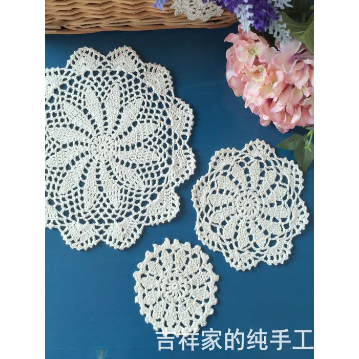 Tốt Lành Handmade Móc Cối Xay Gió Nhỏ zypt Coaster Nước Mỹ Mori Series Phong Cách Im Lặng Hoa Mảnh D