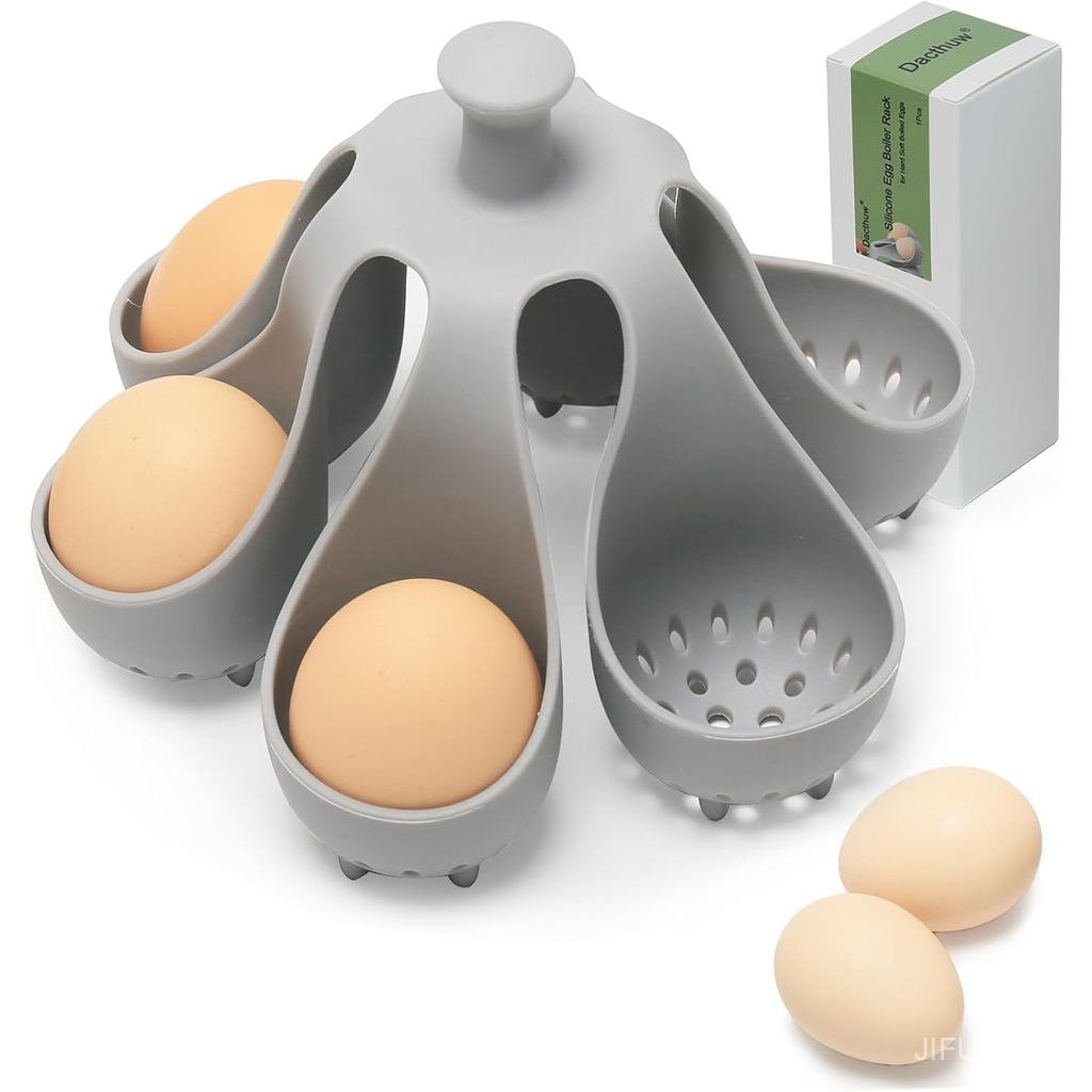 Silicone Egg Boiler Rack for Hard Soft Boiled Eggs, Food Grade Silicone Egg Boiler Cooker with 6 Hol
