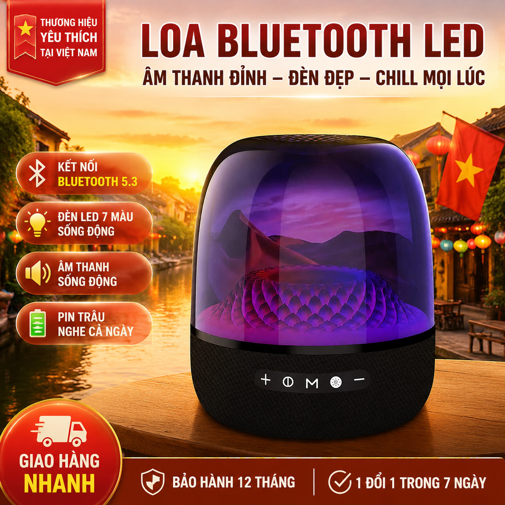 Loa siêu trầm để bàn với đèn LED rực rỡ L98 Pro kết nối Bluetooth, gọi điện thoại chất lượng cao khô