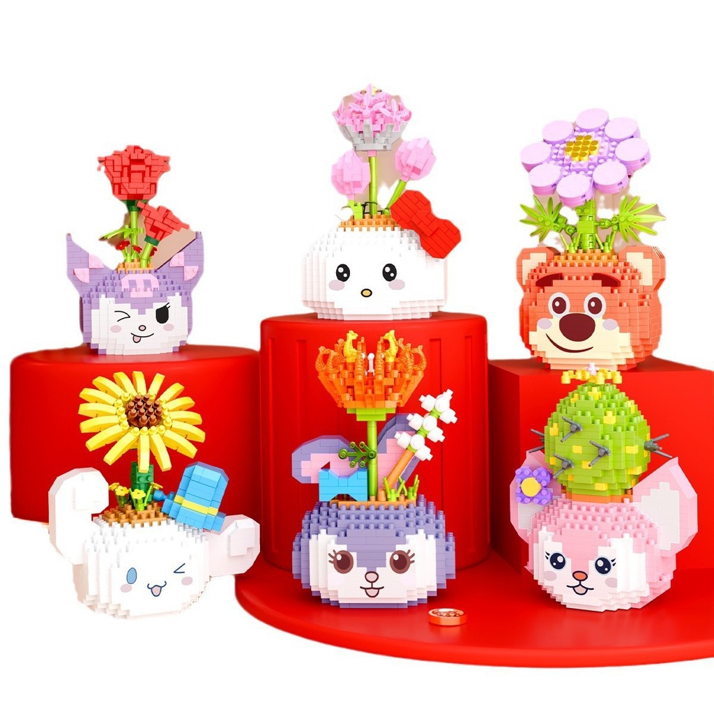 Jizai Chậu Hoa Vĩnh Cửu Lắp Ráp Khối Xây Dựng Hoa Búp Bê Xếp Hình Đồ Chơi Trẻ Em Đồ Trang Trí