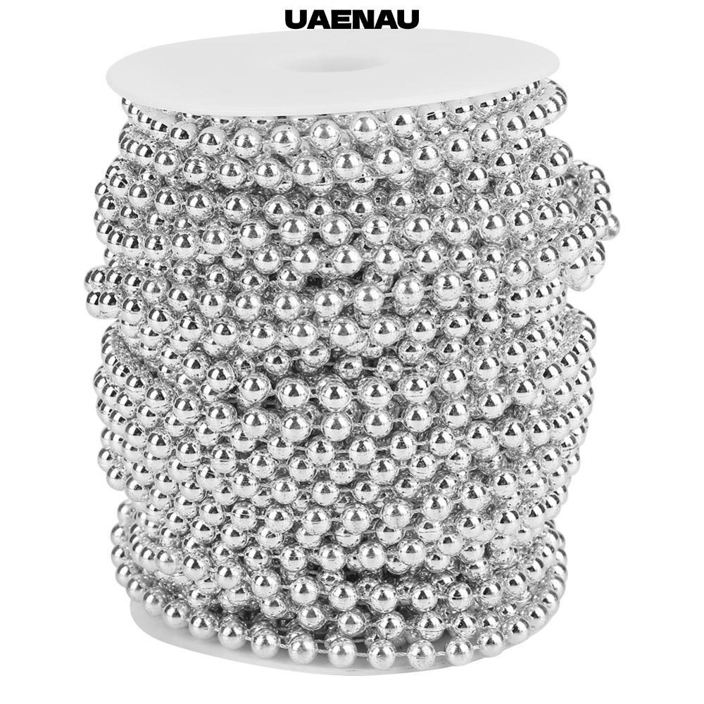 Dây ngọc trai mạ điện UAENAU, Dây vòng hoa ngọc trai cỡ 6mm màu bạc, Chiều dài 82 Feet Màu vàng Chiề