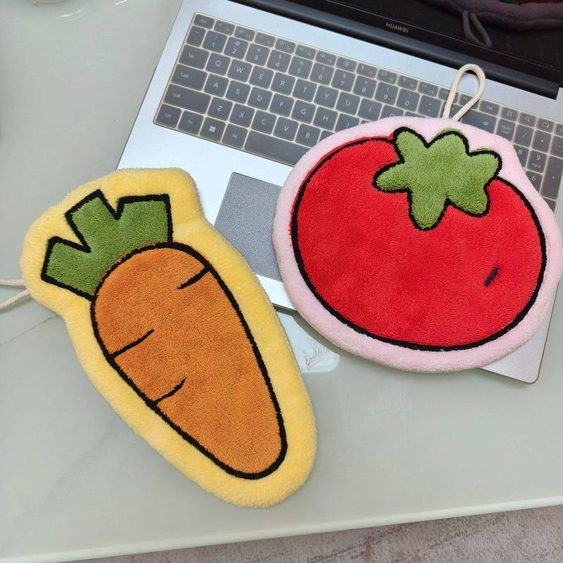 New Cute Advanced Vegetable Shape Towel Hanging Coral Fleece Hanging Kitchen Bathroom Water Absorpti