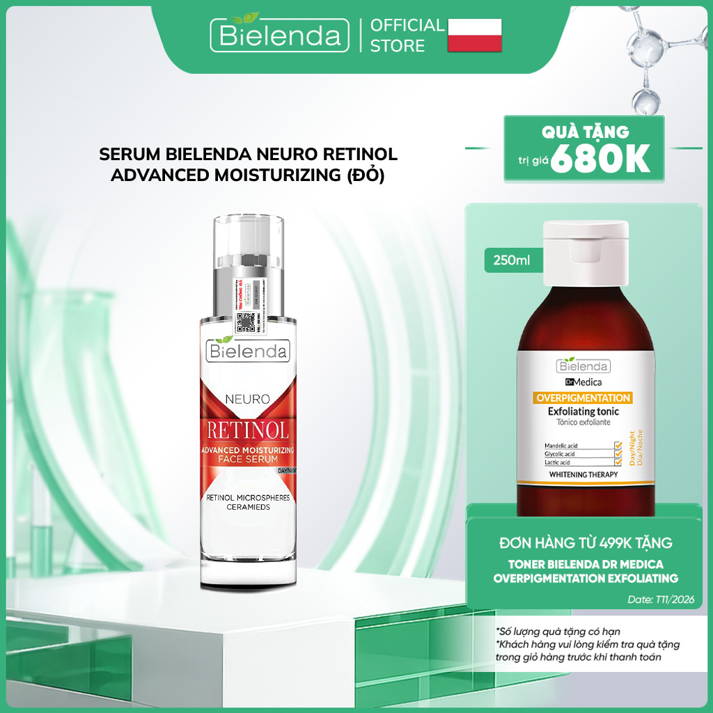 Serum Bielenda Neuro Retinol làm mờ thâm sẹo, hỗ trợ trẻ hóa và căng bóng da 30ml