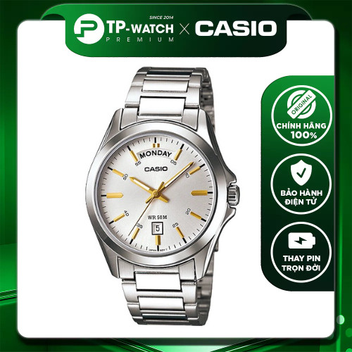 Đồng Hồ Nam Dây Thép Casio MTP-1370D-7A2VDF Lịch thứ ngày | Casio nam MTP-1370D-7A2