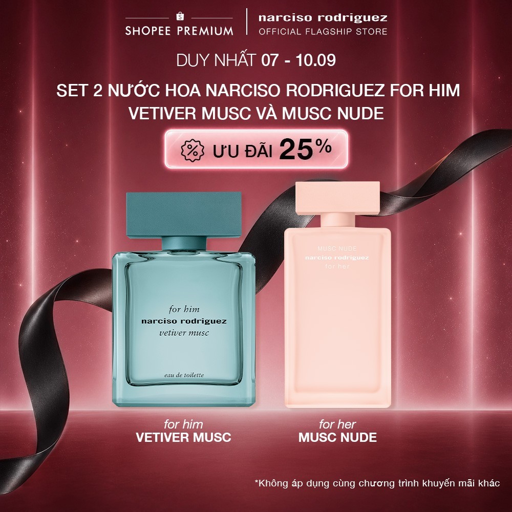 Set 2 Nước hoa Narciso Rodriguez For Him Vetiver Musc và Narciso Rodriguez Musc Nude EDP