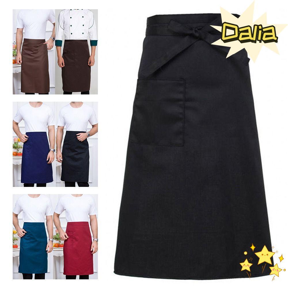 Tạp DALIA Nửa Tạp DALIA, Tạp Dề Eo Unisex Màu Đen, Thời Trang 3 Túi Bồi Bàn Nửa Eo Tạp Dề Nhà Hàng B