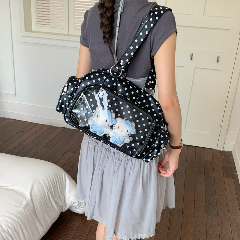 Chấm Bi Anime Ita Túi Búp Bê Hiển Thị Trong Suốt Túi Đeo Vai PU Itabag Thời Trang Hàn Quốc Boston Túi Cầm Tay Nách Túi