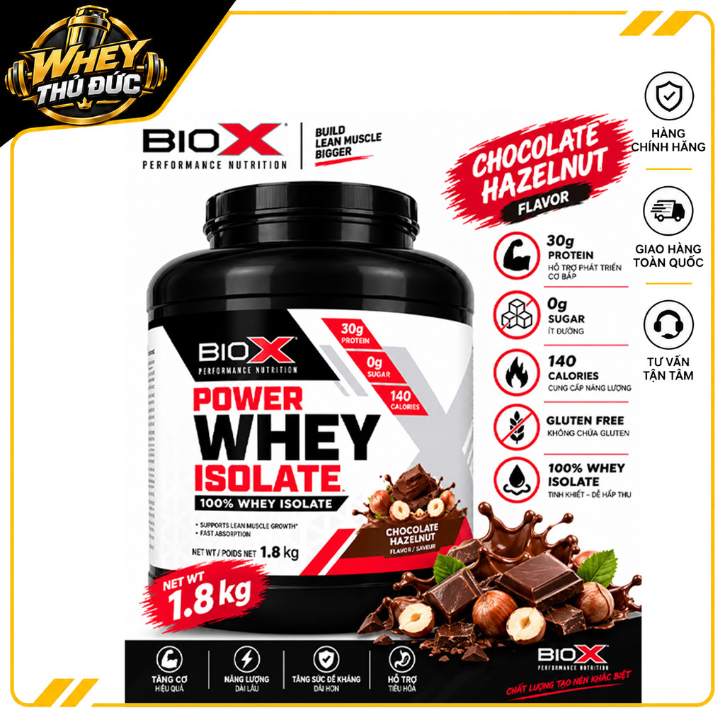 Biox Isolate Whey Protein – Đạm Whey Isolate Chất Lượng, Tiện Lợi Bổ Sung Protein Hằng Ngày vị socol