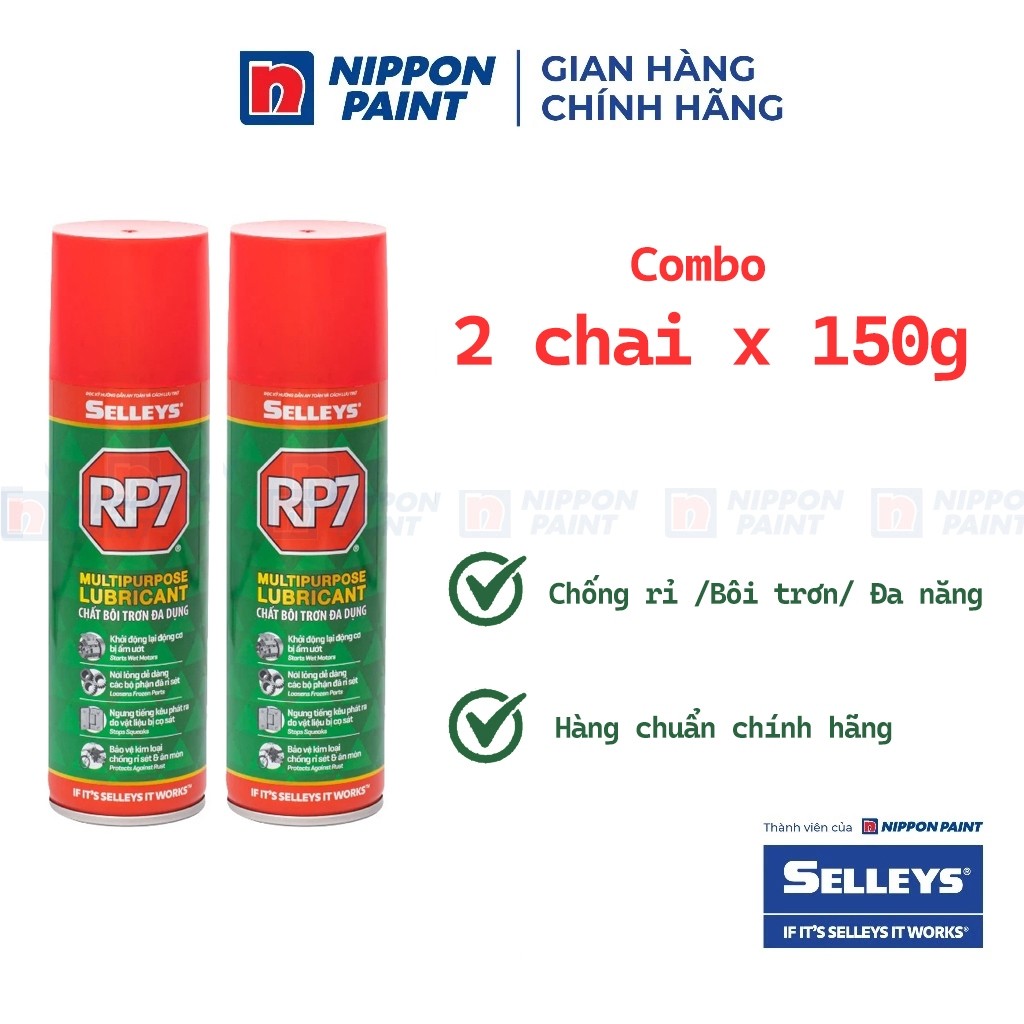 Combo 02 Chai xịt chống rỉ và bôi trơn RP7- Chính hãng SELLEYS - Trọng lượng 150g