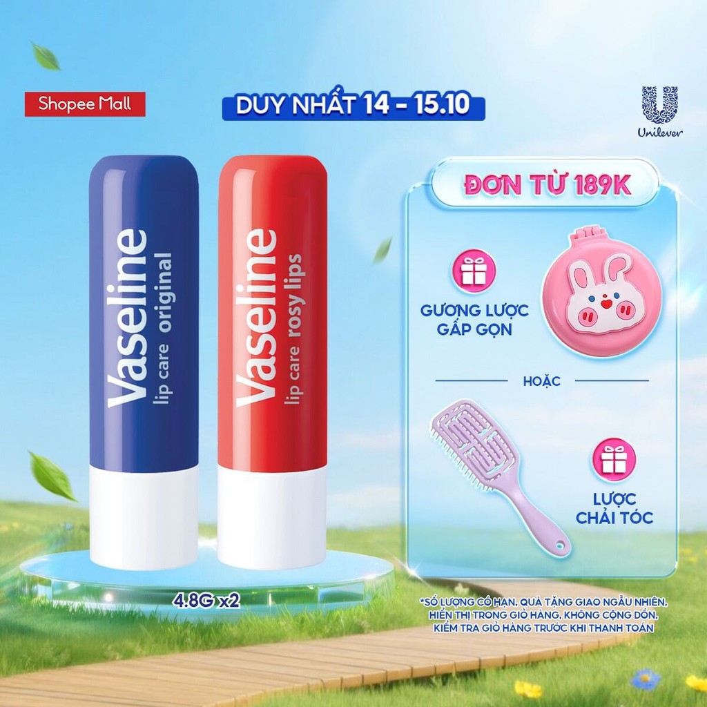 Combo 02 son dưỡng môi Vaseline Lip Care Stick 4.8g (Tùy chọn mùi hương)