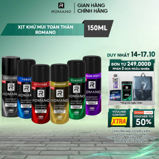 [MÙI HƯƠNG MỚI] Xịt khử mùi cho nam toàn thân ngăn mồ hôi và mùi cơ thể Romano 150ml - 6 mùi có sẵn