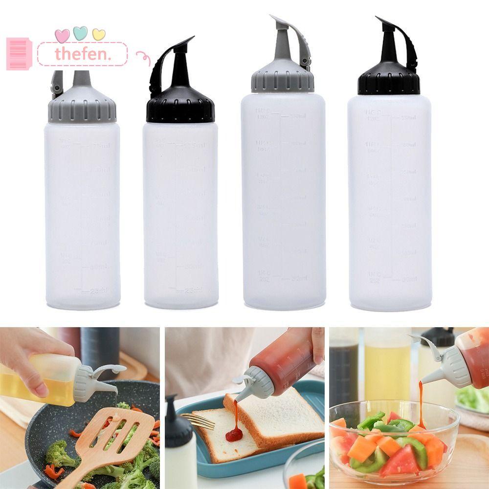 THEFEN 175ml / 350ml Bình Bóp Tốt Nghiệp, Nhựa Có Nắp Niêm Phong Bóp Chai Nước Sốt, Đồ Dùng Nhà Bếp 