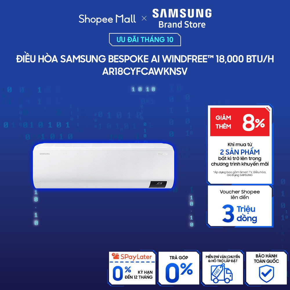 Điều Hòa Samsung Bespoke AI WindFree™ 18,000 BTU/h AR18CYFCAWKNSV