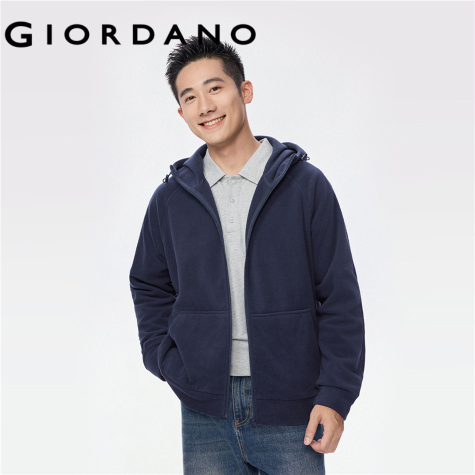GIORDANO MEN Polar fleece kanga pocket hooded jacket 13075782