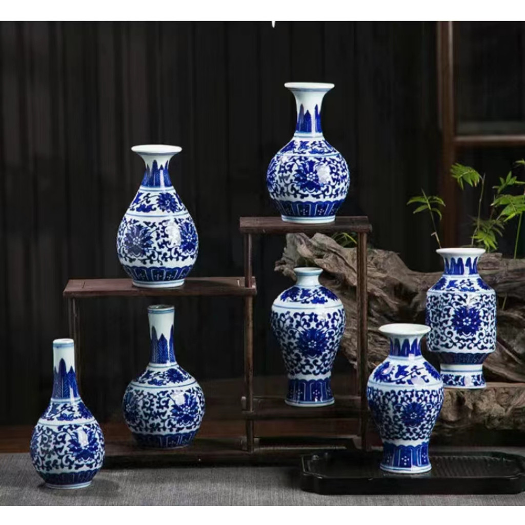 Bình Mini Retro Thời Gian Jingdezhen Gốm Sứ Cổ Xanh Trắng Mini Bình Nhỏ Bogu Khung Trang Trí Nhà Cửa