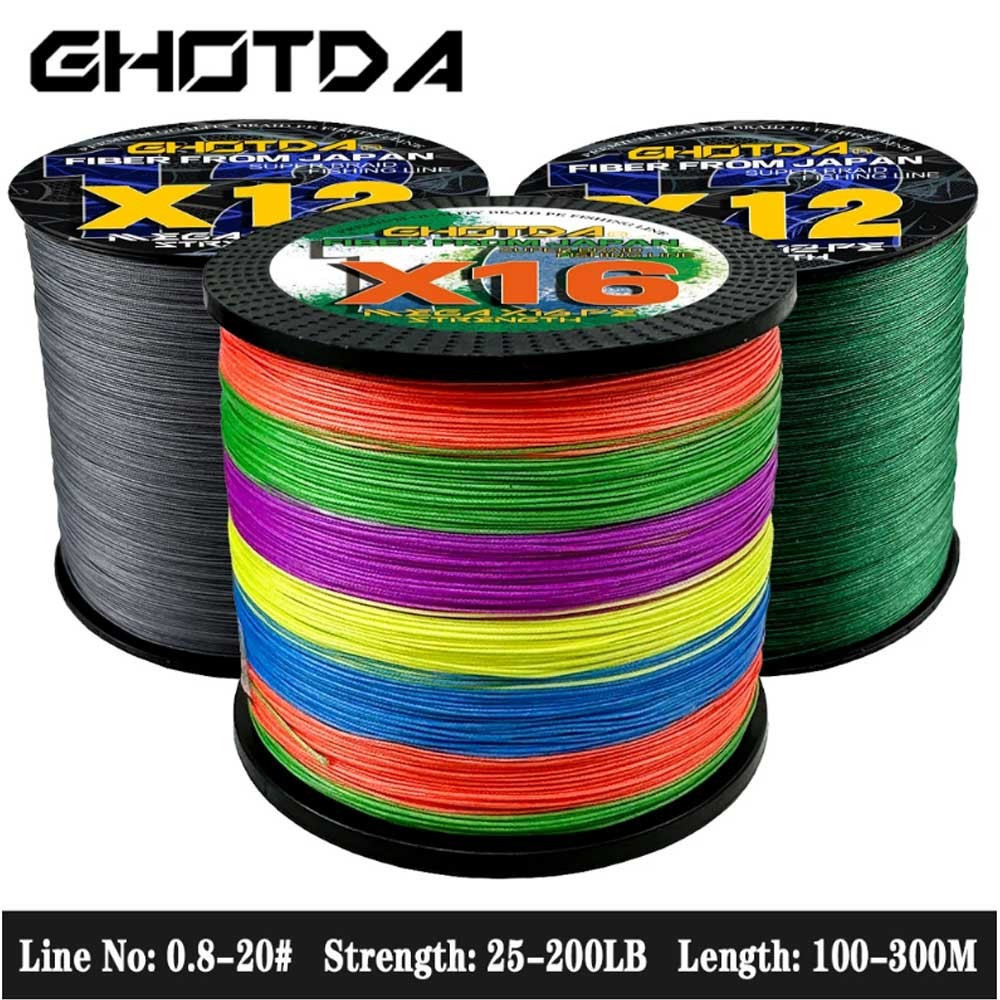 16 Dây PE Bện Dây Câu 100M 300M 500M 1000M 25Lb ~ 200LB Phụ Kiện Câu Cá Nhật Bản Mồi Dây Câu Cá Mồi 