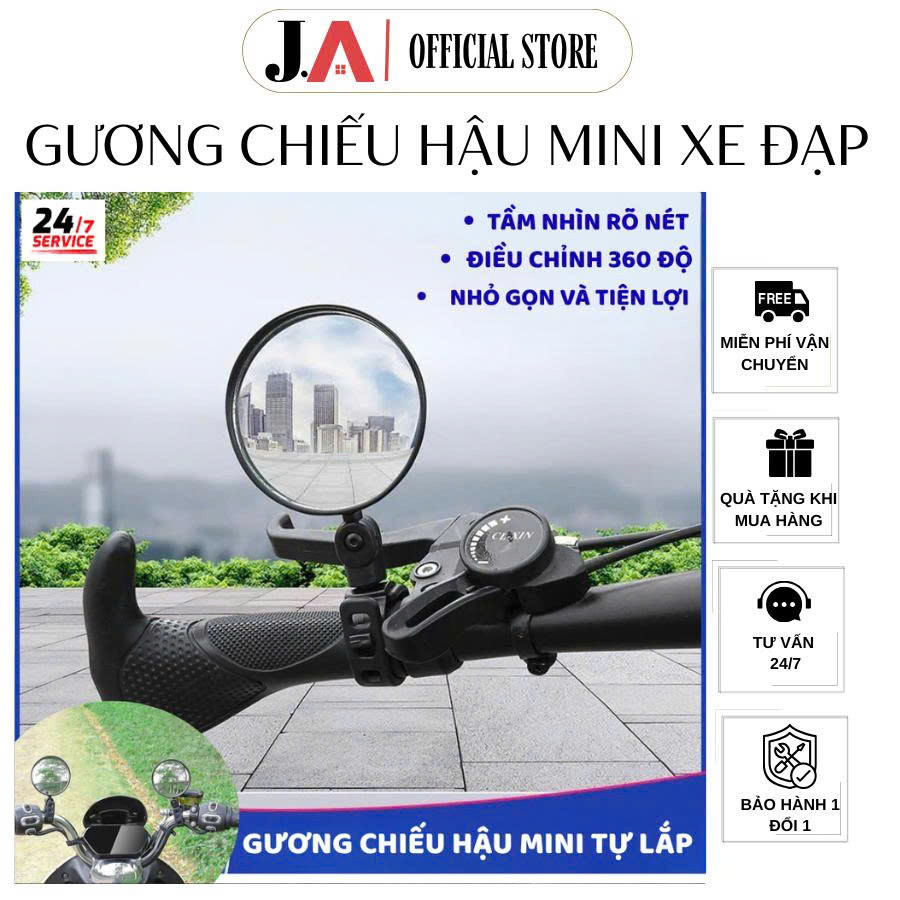 Gương Chiếu Hậu Mini Cho Xe Đạp, Xe Đạp Điện,  Xoay 360°, Tầm Nhìn Rõ, Dễ Lắp Đặt, Nhỏ Gọn Tiện Dụng