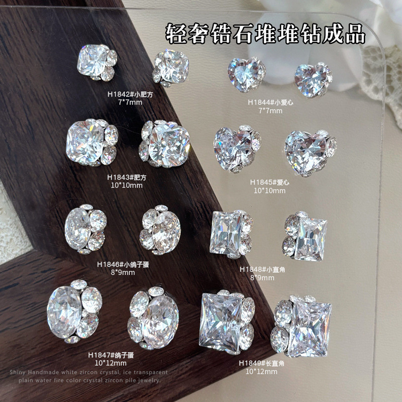 5 Zircon Đính Kim Cương Phụ Kiện Làm Móng Tay Nhấp Nháy Full Kim Cương Pigeon Trang Trí Trứng