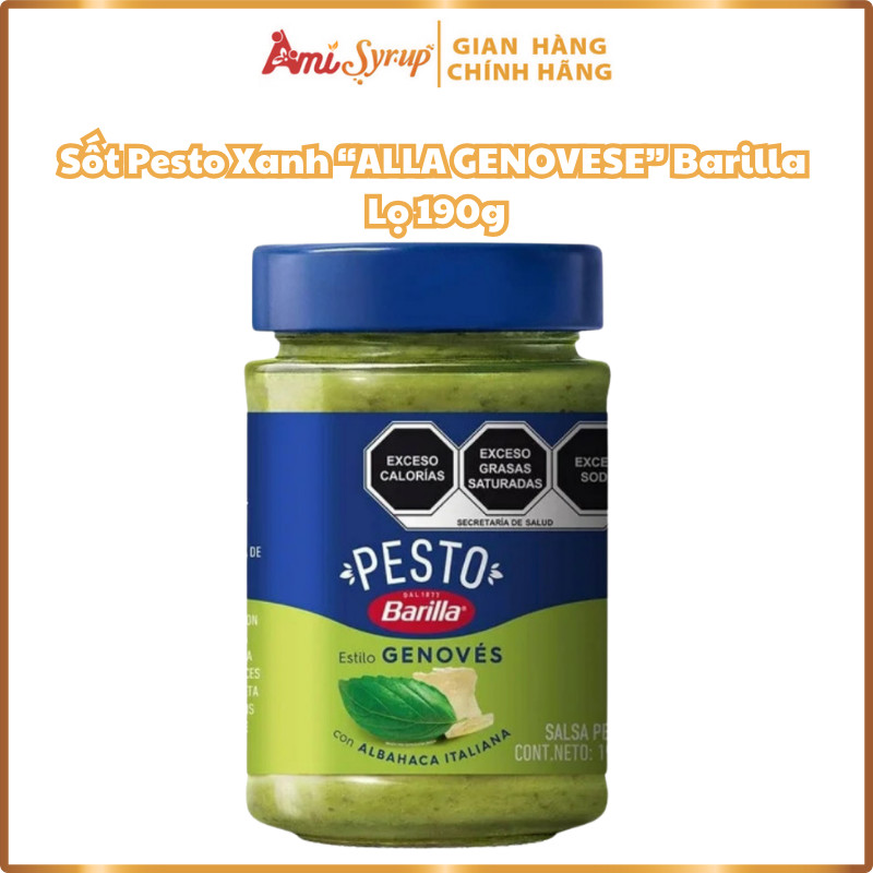 Sốt Pesto Xanh ALLA GENOVESE Barilla Lọ 190g, Gia Vị Nhập Khẩu Ngon