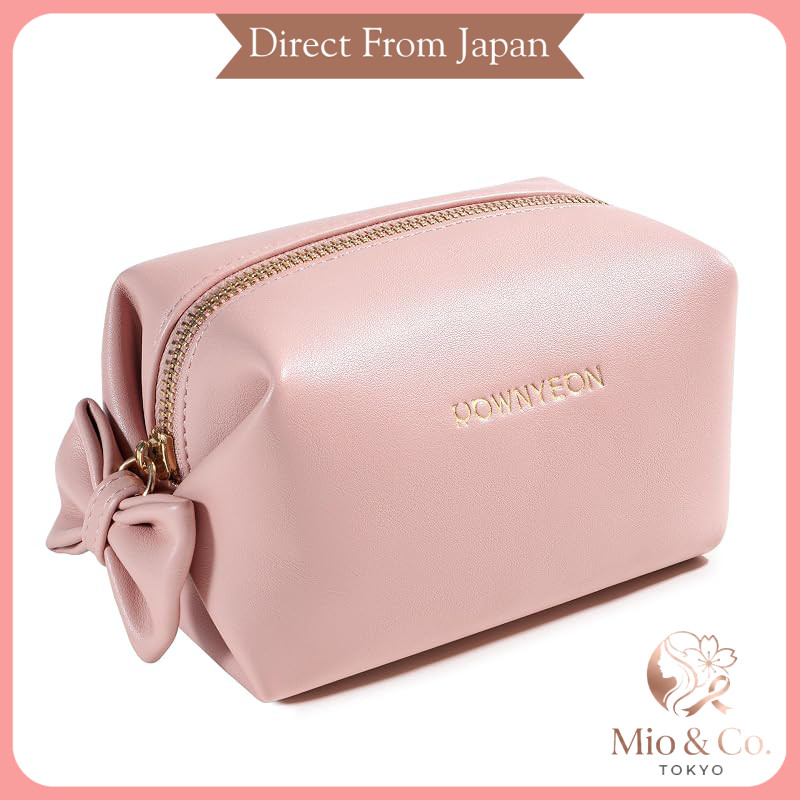Rownyeon Cute Compact Makeup Pouch with Multiple Compartments - Portable Waterproof PU Cosmetic Orga