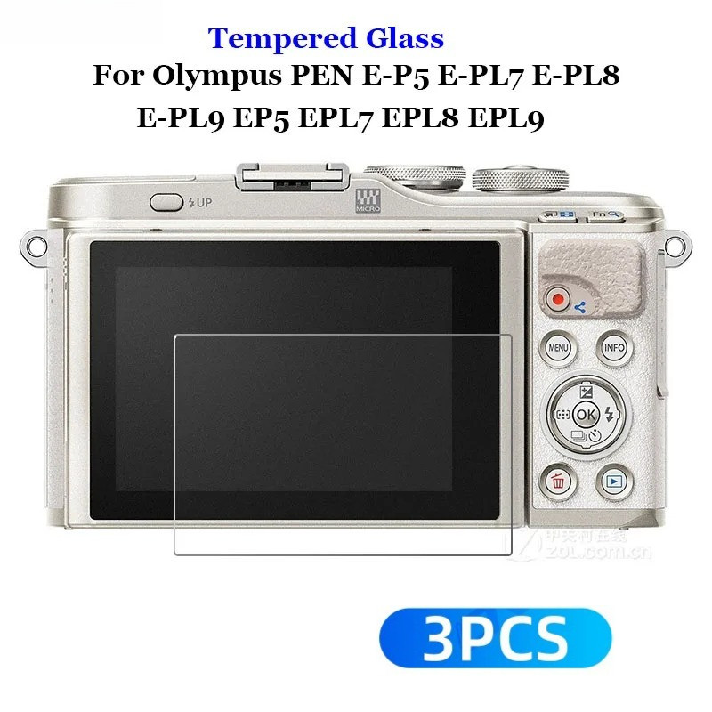 3 Chiếc Dành Cho OM SYS TG7 OM5 OM3 II 9H Kính Cường Lực Cho Oly TG6 TG5 TG4 PEN-F PEN EPL9 EPL8 EPL
