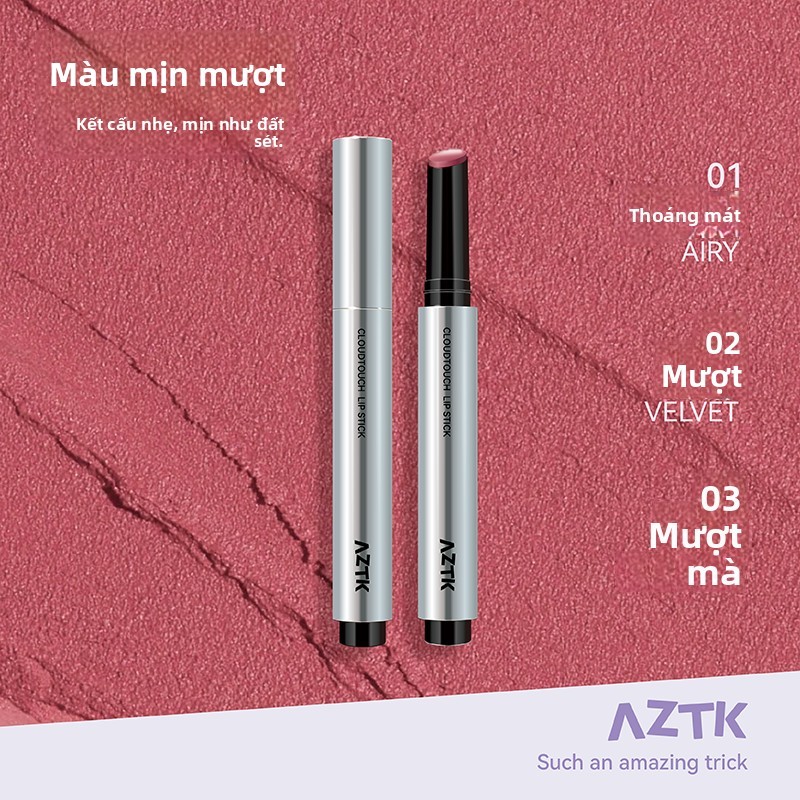 AZTK Lip Mud Pen, một loại son môi mềm mượt, không dễ bị phai màu và không dính vào ly uống. Sản phẩ