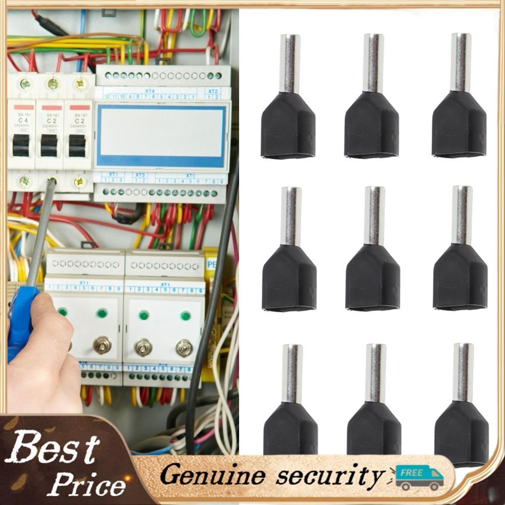 100 Cái Đầu nối dây cách điện đôi bằng đồng PVC Đầu cuối dây AWG 16/1.5mm²