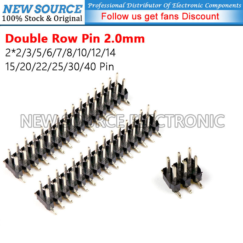 [5 cái] 2.0mm Hàng đôi Pin PCB Board Pin Connector 2 * 2 / 3 / 5 / 6 / 7 / 8 / 10 / 12 / 14 / 15 / 2