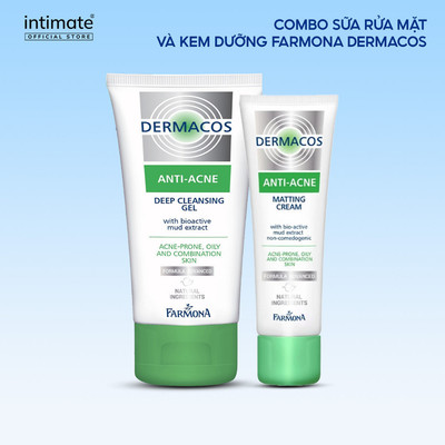 Combo Farmona Dermacos Gồm Sữa Rửa Mặt Anti Acne Deep Cleansing Gel 150ml Và Kem Dưỡng Anti-Acne Matting Cream 50ml
