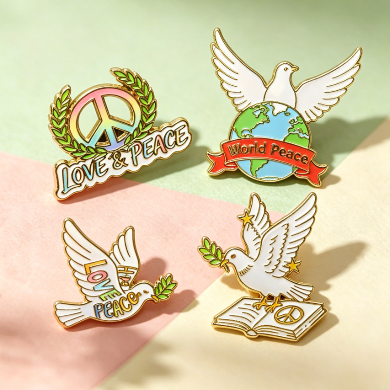 4 Cái Rainbow LOVE & PEACE Peace Dove Sign Men Trâm Pin Set, Retro Boho Peace Symbol Lapel Huy hiệu 