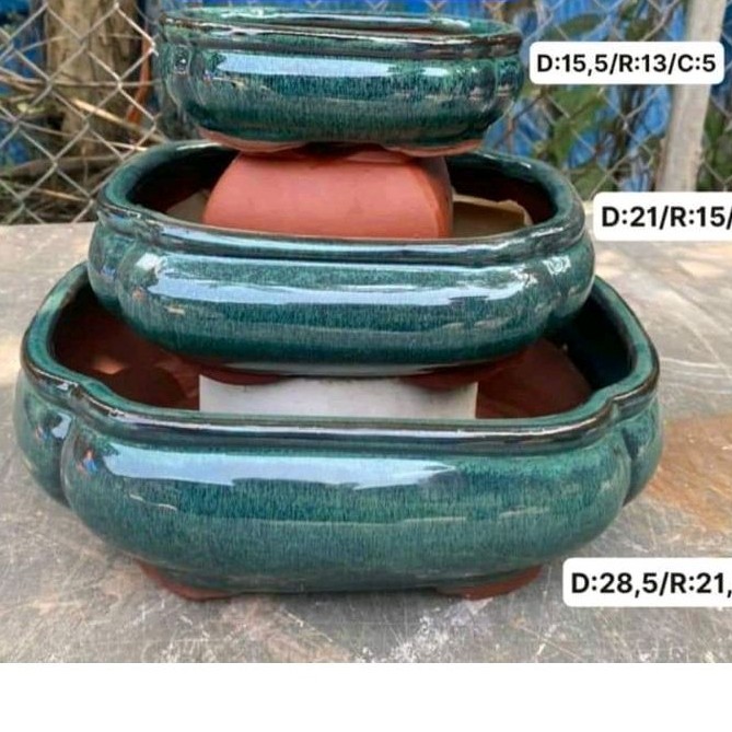 bộ 3 chậu áng mây men hoả biến M585