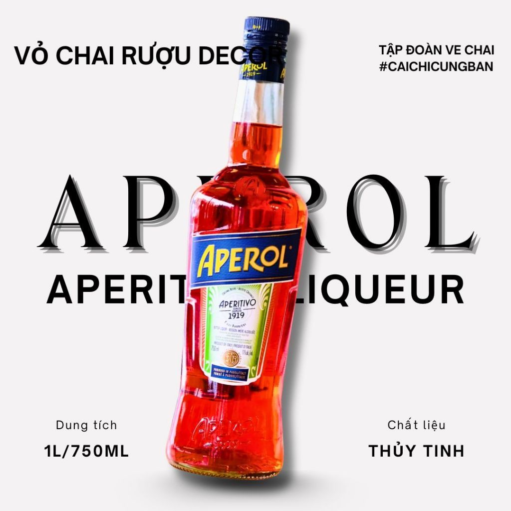 [DECOR] Vỏ chai đựng rượu Aperol decor quán cafe, decor phòng ngủ đẹp, quà tặng trang trí độc đáo lạ