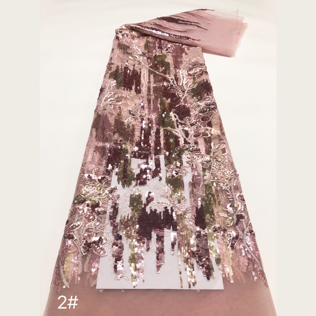 ((1 yards) Công nghiệp nặng trừu tượng Họa tiết dọc Gradient Sequin thêu vải gạc 7 màu tùy chọn Thíc