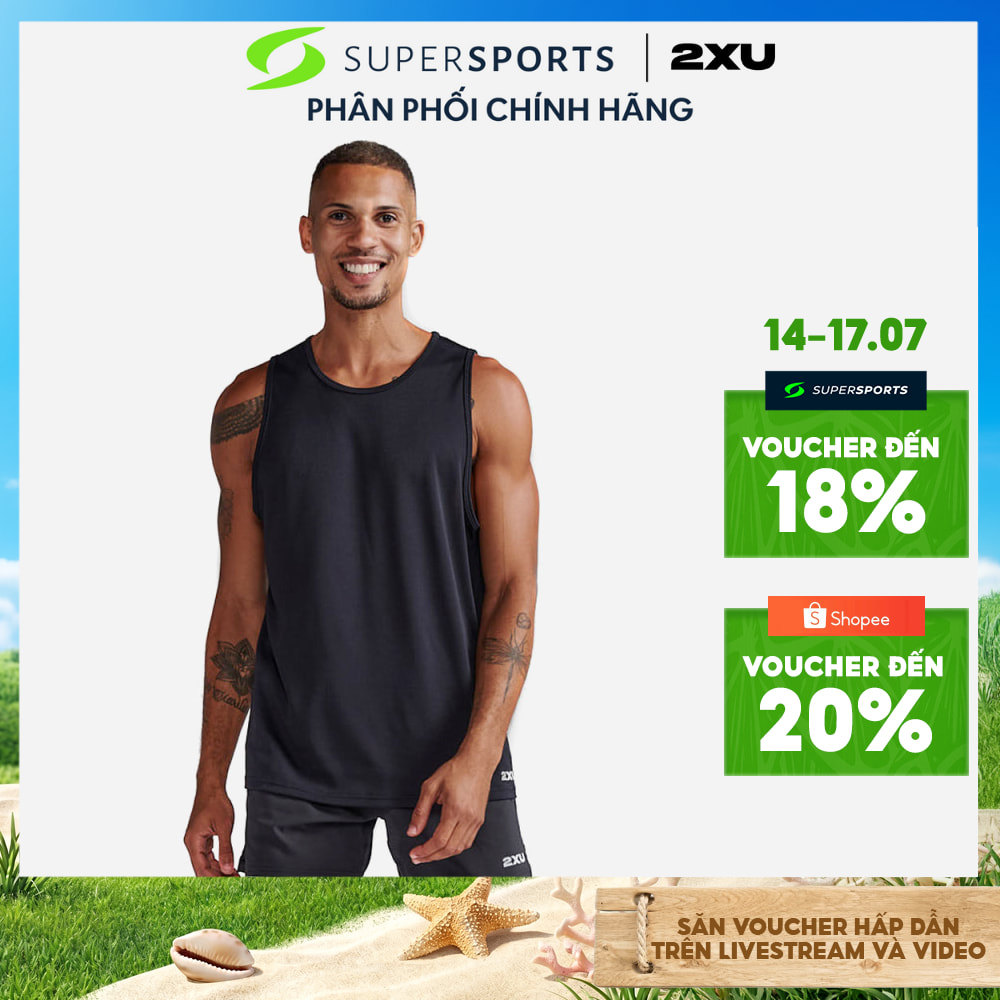 Áo Ba Lỗ Nam 2XU Aero - Đen - MR6676a-BLK/SRF