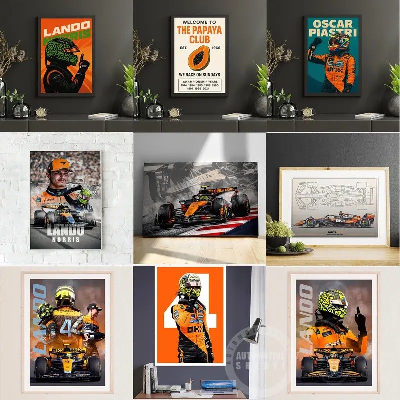 2025 Oscar Piastri Lando Norris MCL39 Poster In Tranh Canvas Nghệ Thuật Treo Tường Trang Trí Hình Ản